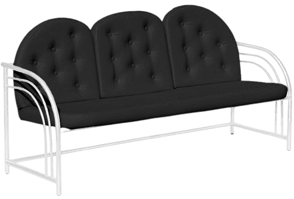 Купить диван для ожидания с пуговицами Д04, со спинкой, 3-х местный - цвет Dollaro Black с доставкой по России